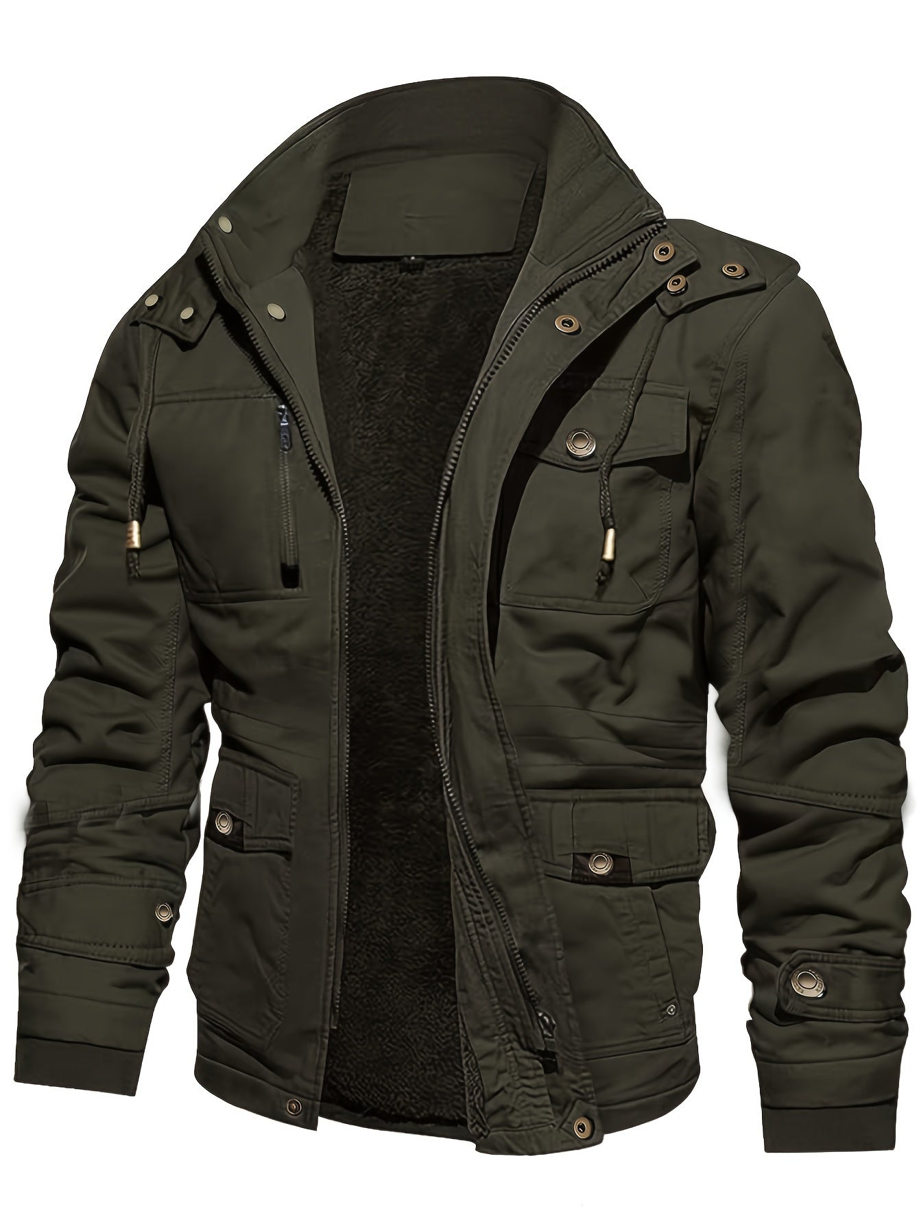 Casual Fleece-Lined Cargo Jacket
