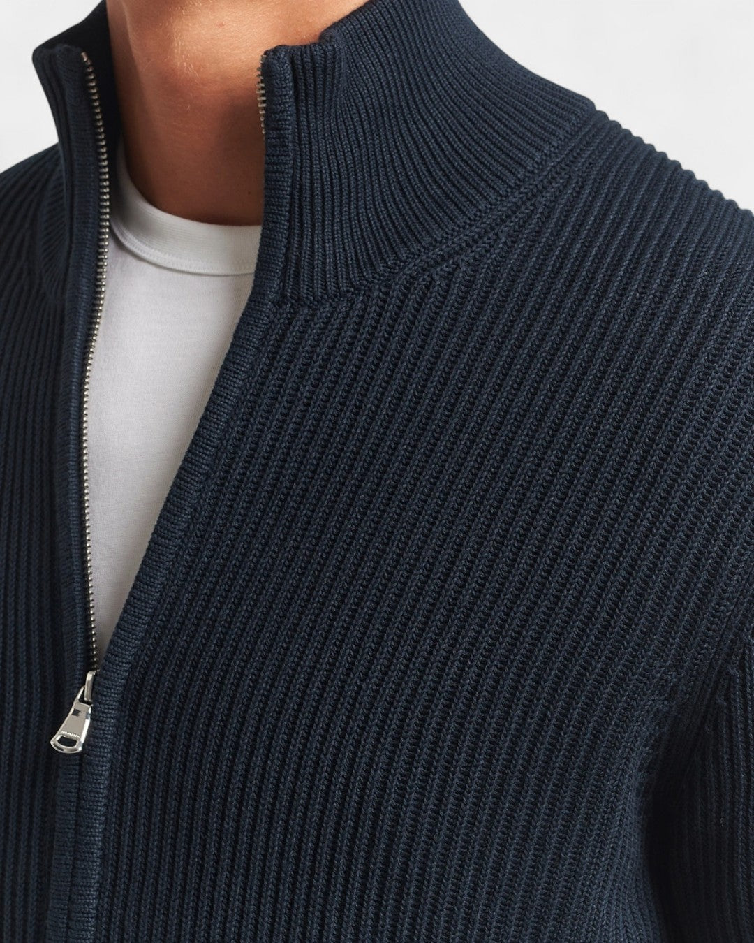 Knitted Zip Ribbed Cardigan