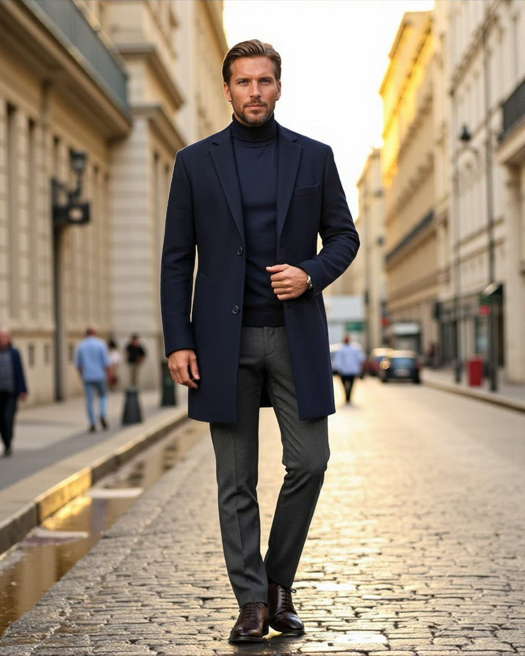 Wool Blend Tailored Overcoat