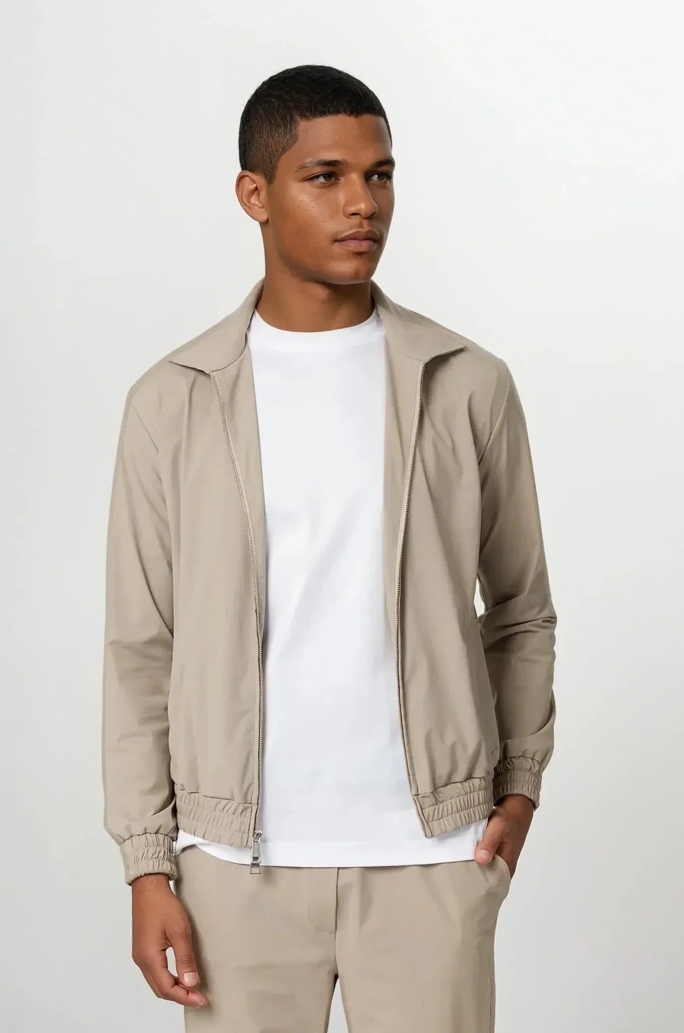 Zip-Up Tracksuit with Fold-Down Collar