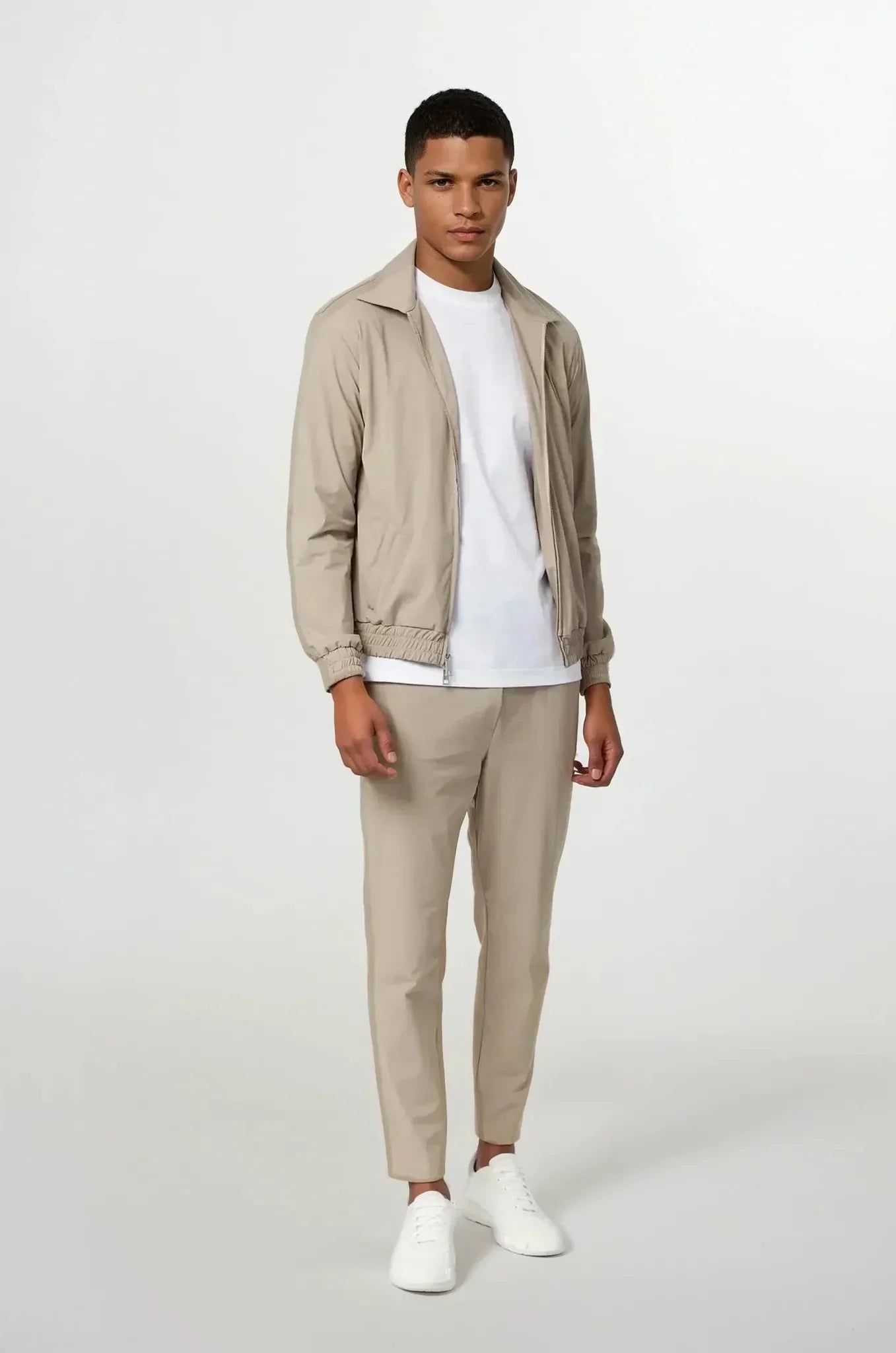 Zip-Up Tracksuit with Fold-Down Collar