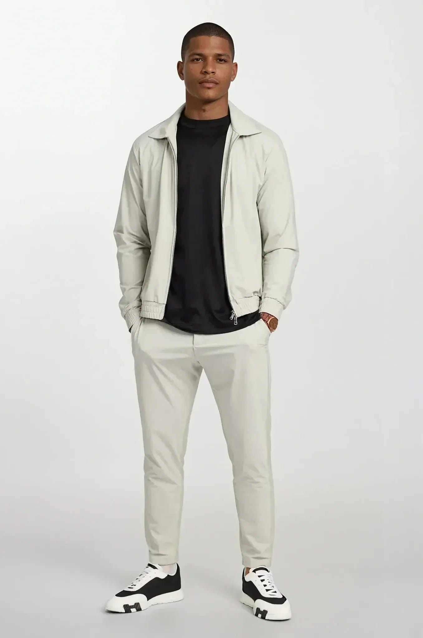 Zip-Up Tracksuit with Fold-Down Collar