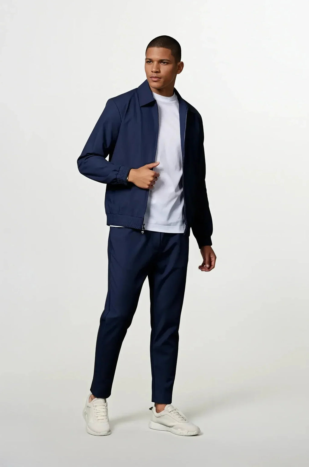 Zip-Up Tracksuit with Fold-Down Collar