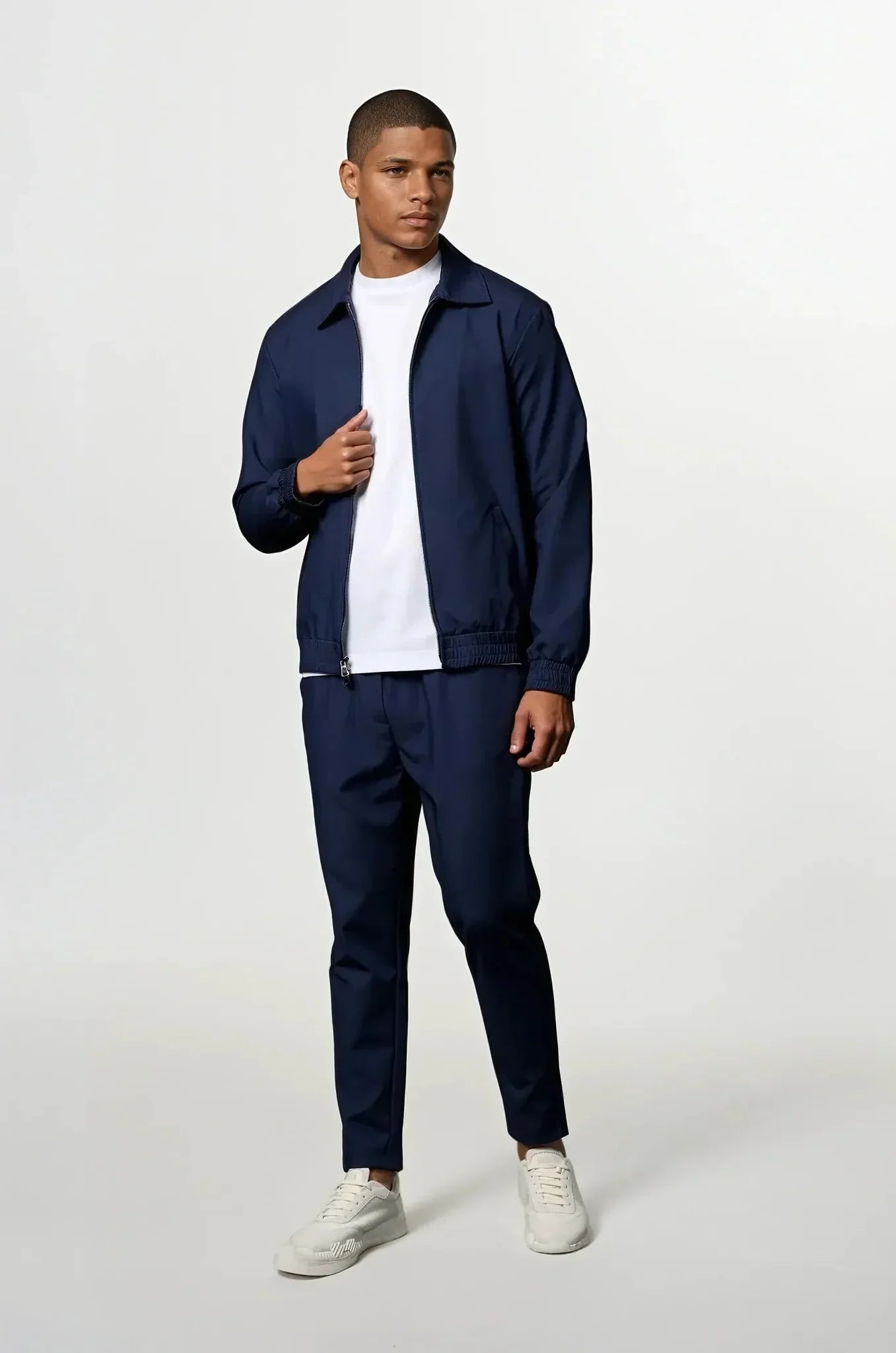 Zip-Up Tracksuit with Fold-Down Collar