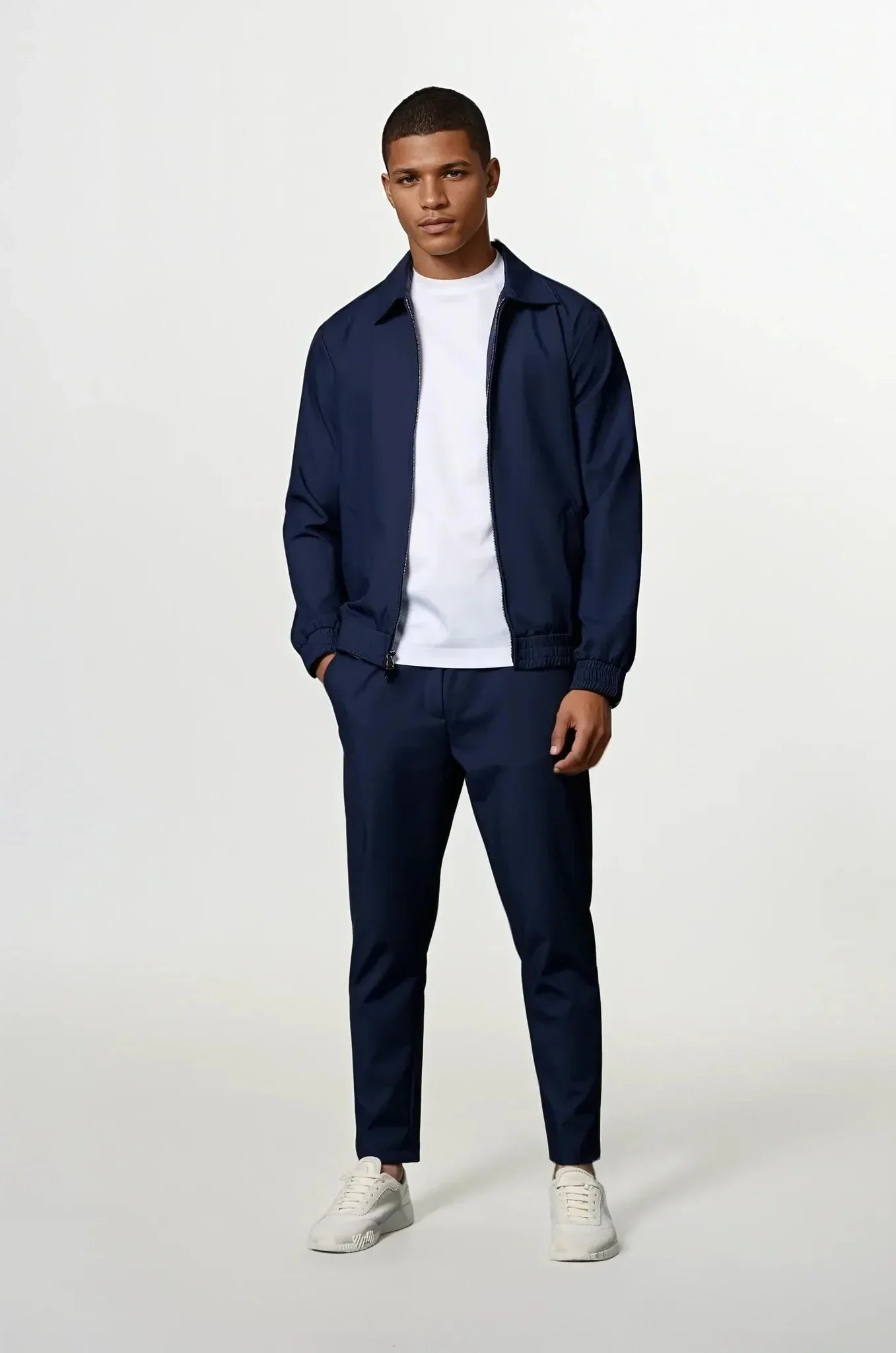 Zip-Up Tracksuit with Fold-Down Collar