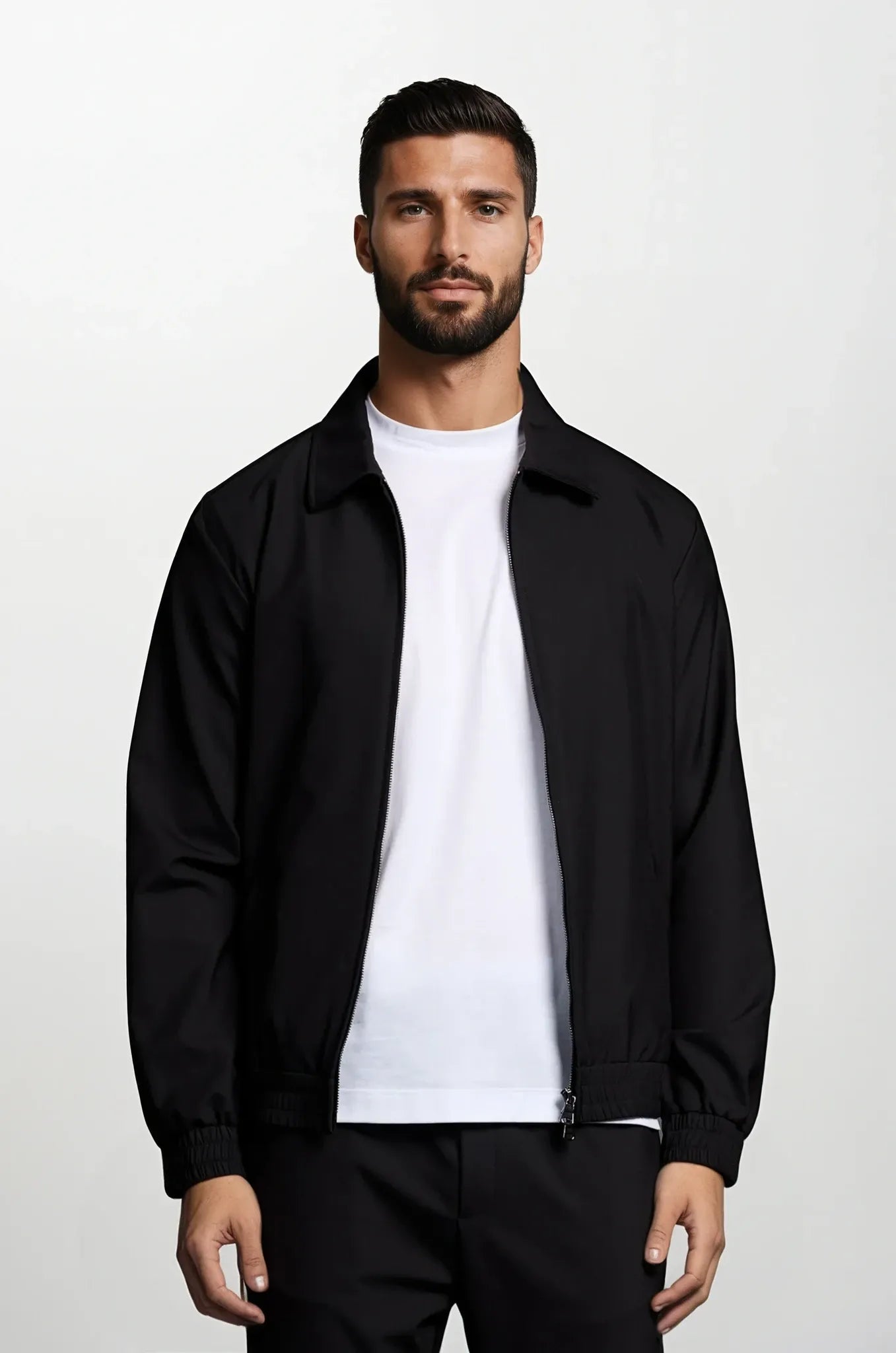 Zip-Up Tracksuit with Fold-Down Collar