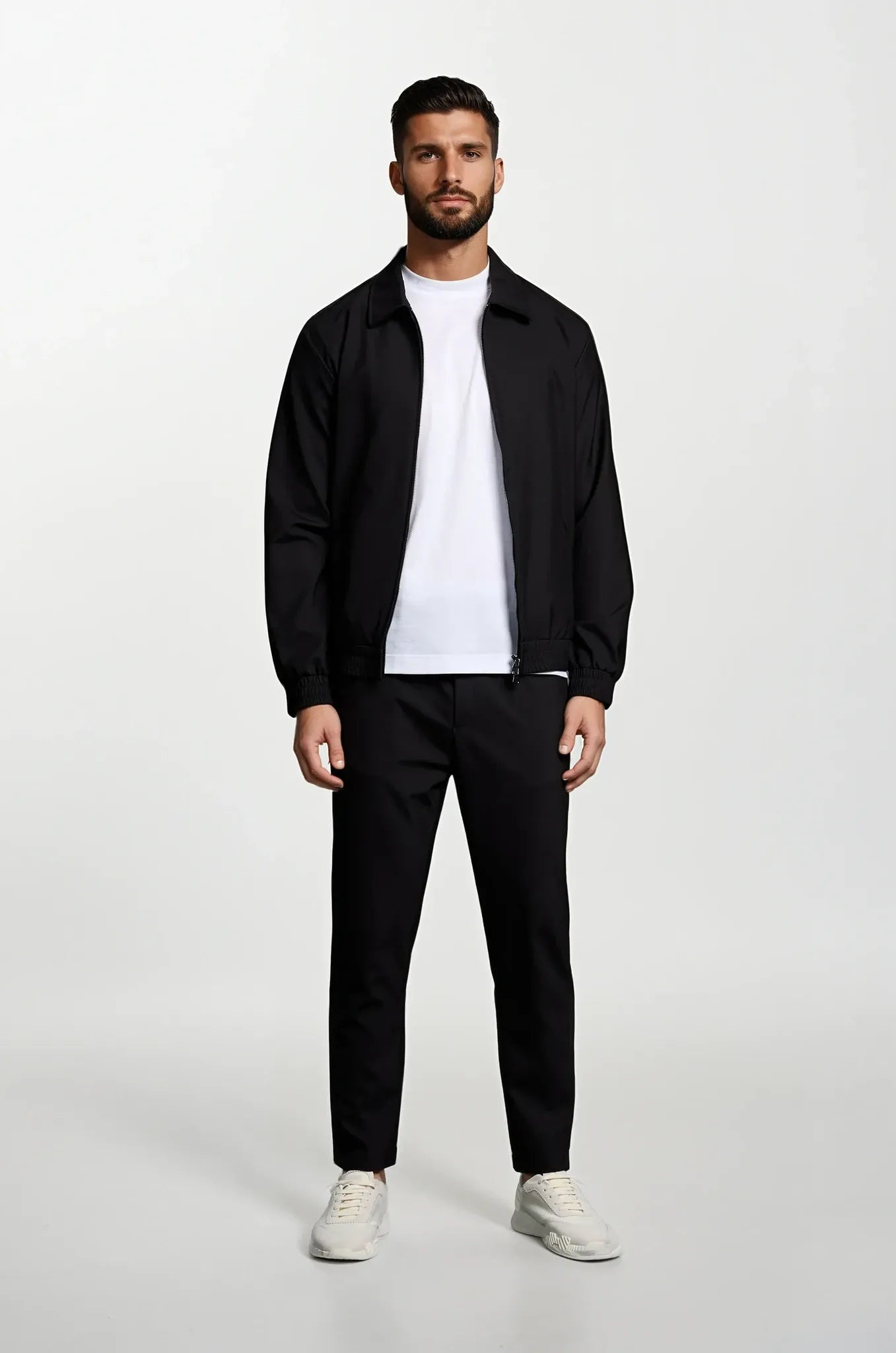 Zip-Up Tracksuit with Fold-Down Collar