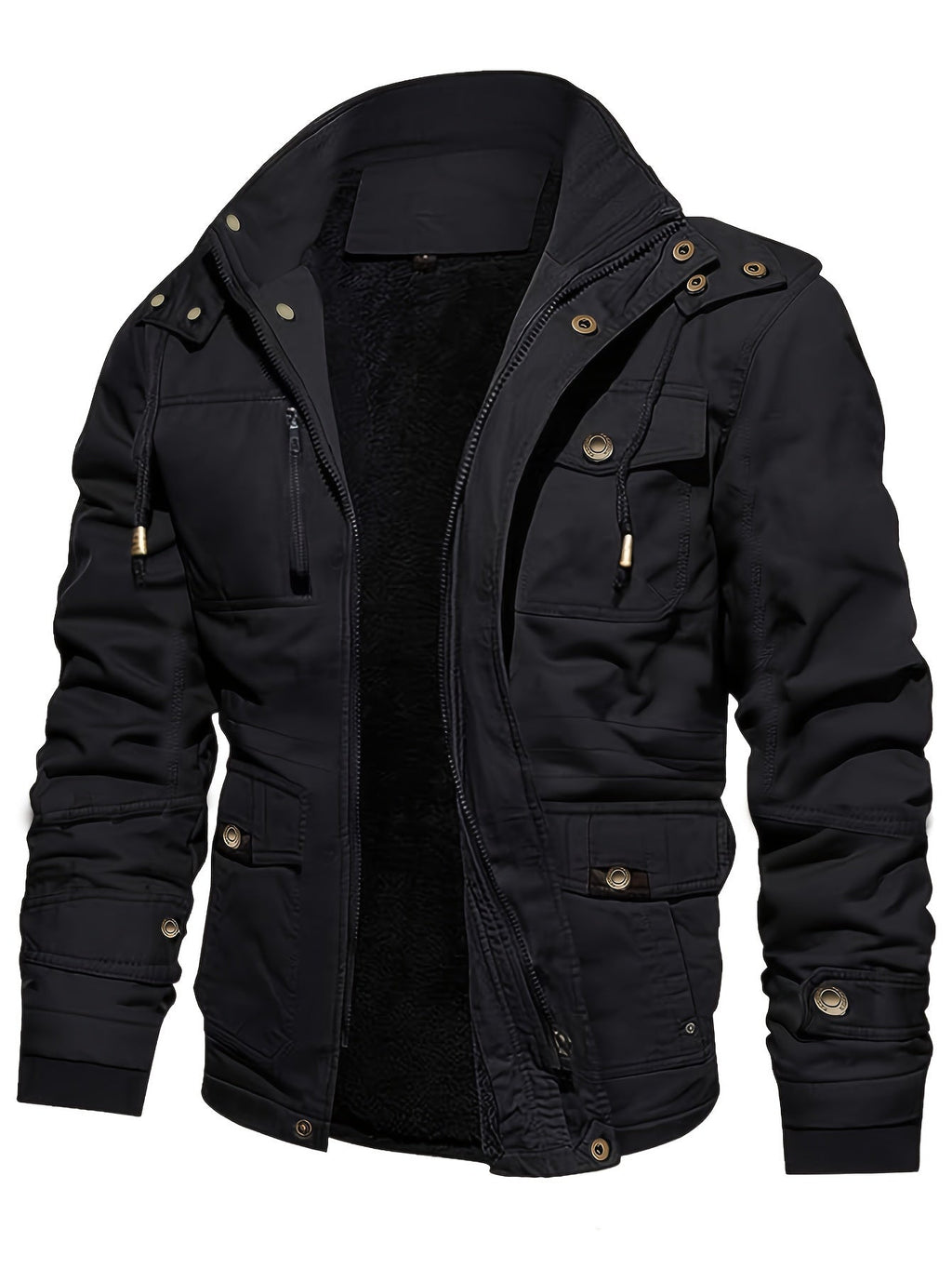 Casual Fleece-Lined Cargo Jacket
