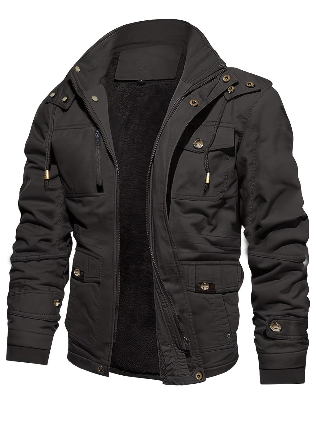 Casual Fleece-Lined Cargo Jacket